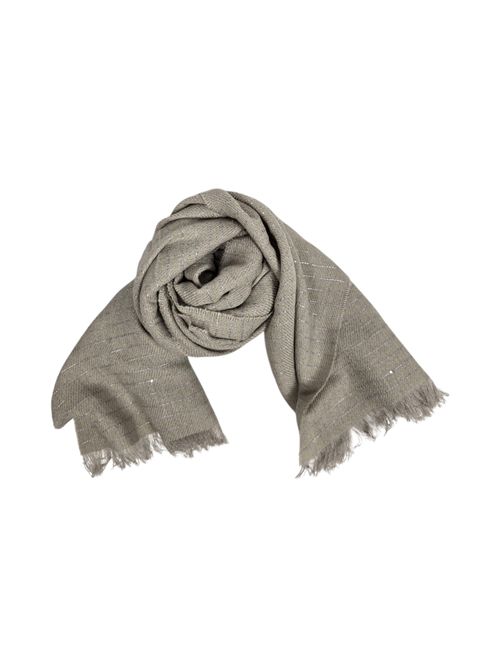sciarpa donna gessata con micro paillettes beige Gaynor Bongard | NUOROBEIGE